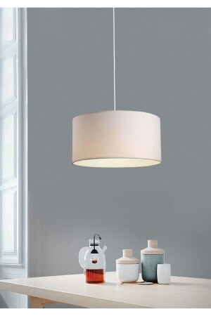 Cream White Fabric Headed Pendant Chandelier 38 Cm Srkt-1 SRKT-1 - HOMİNG