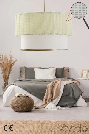 Cream Wicker Deco Chandelier ABS-6000H - Vivido Abajur