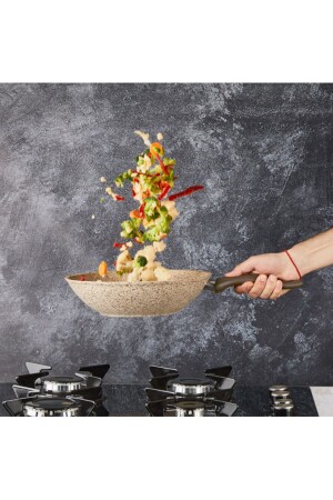 Creamy 28 Cm Granite Wok Pan Flz2 - Falez