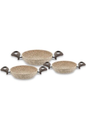 Creamy 3 Piece Granite Pan Set Sahan Set CRM3P - Falez