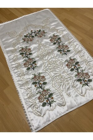 Cream*yellow Dowry Box Canvas Embroidered Satin Prayer Rug - Ayhanhome