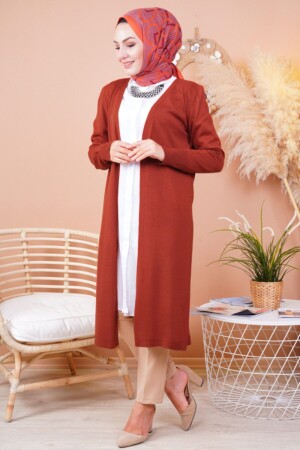 Cremefarbener saisonaler langer Strick-Cardigan für Damen - Fy Giyim
