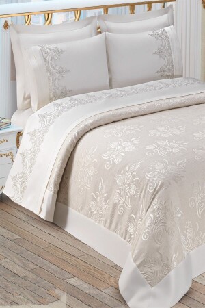 Cremefarbenes französisches Spitzen-Piqué-Set, 6-teilig, ARKHMDUYGUP - Arkur Home