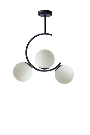 Crescent C Model Modern Sports Globe White Glass Black 3-Plafone Chandelier LMBDR0025 - Lambadar
