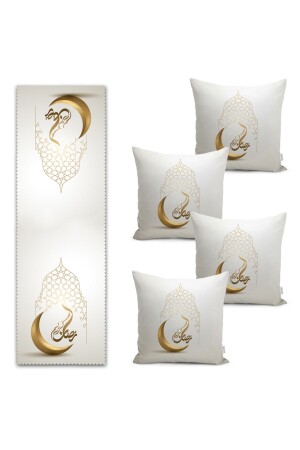 Crescent Design Ramadan Motif Modern Runner & Throw Pillow Cover Set 43 x 43 - Realhomes