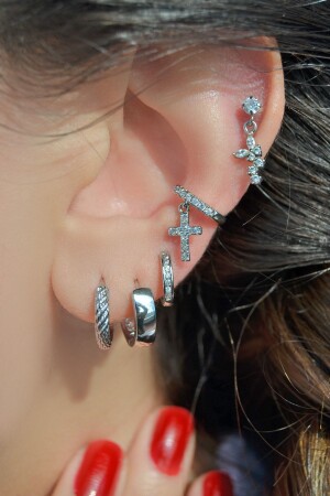 Cross Earcuff Crucifix Model Compressed Cartilage Earring Left - Mu Minamu