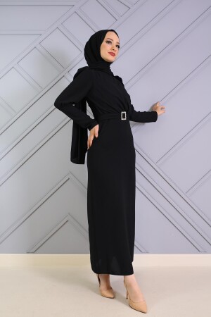 Cross Front Pencil Dress Black - Şule Giyim