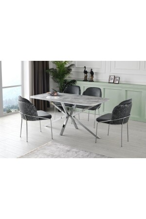 Cross High Gloss Dining Table 90*160 cm - Erezogulları Mobilya