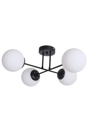 Cross Modern Design Black Color White Glass Living Room - Kitchen - Bedroom 4-Piece Chandelier CPRZ32 - Fer Avize