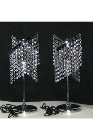 Cross Stone Lampshade Metal Chrome Leg 2 Pieces 95753 - TEKAY AYDINLATMA