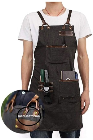 Cross Strap Kitchen Apron Master Chef Cafe Chef Technician Cook Hairdresser Art Barista Apron - Black 603475513 - medusaforma