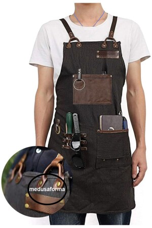 Cross Strap Kitchen Apron Master Chef Cafe Chef Technician Cook Hairdresser Art Barista Apron - Black 8890880024 - medusaforma