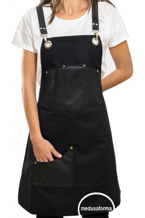 Cross Strap Kitchen Apron Master Chef Cafe Chef Waiter Cook Hairdresser Art Barista Apron - Black 345199977 - medusaforma