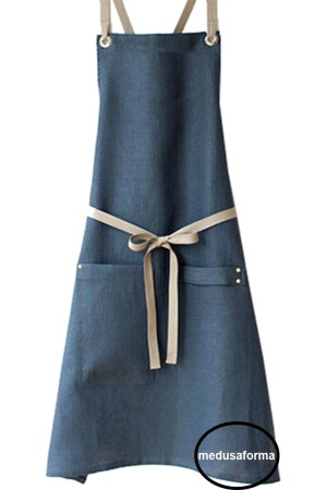 Cross Strap Kitchen Apron Master Chef Cafe Chef Waiter Cook Hairdresser Barista Apron - Navy Blue 275003560 - medusaforma