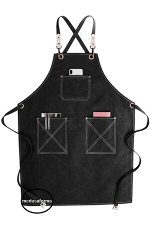 Cross Strap Kitchen Apron Master Chef Cafe Restaurant Chef Waiter Cook Hairdresser Barista Apron - Black 301204732 - medusaforma
