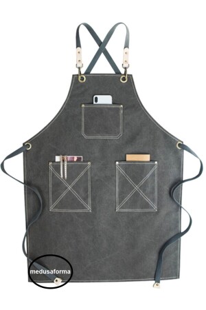 Cross Strap Kitchen Apron Master Chef Cafe Restaurant Chef Waiter Cook Hairdresser Barista Apron - Gray 301204732 - medusaforma