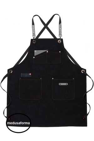 Cross Strap Leather Pocket Barista Apron Cafe Master Chef Cafe Chef Cook Waiter Kitchen Work Apron 889010065 - medusaforma