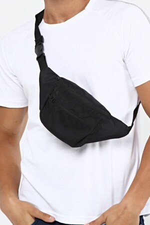 Crossover Black Unisex Shoulder and Waist Bag with Waterproof Fabric and Strap - D'vers