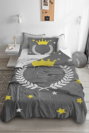 Crown Star Patterned Single Duvet Cover (With Pillow Case) - Bebişim Halı