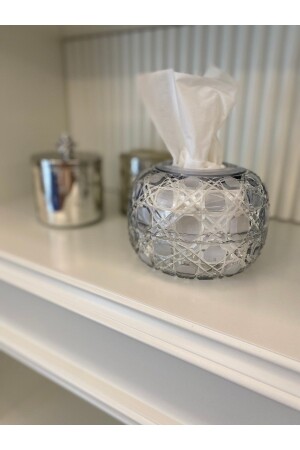 Crystal Cut Glass Napkin Holder - smoked - Smoked napkin holder - dekorasyon garajı