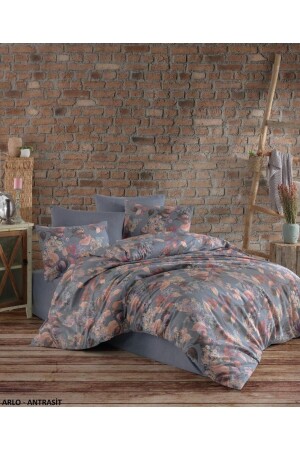 Crystal Double Terry Cotton Arlo Anthracite Duvet Cover Set - Taç