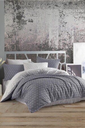 Crystal Double Terry Cotton Puzzle Gray Duvet Cover Set - Taç
