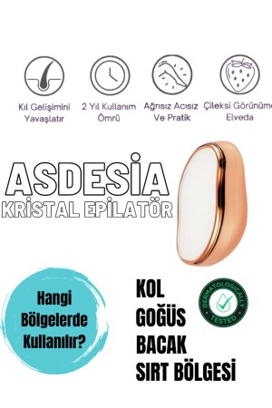 Crystal Eraser Epilation Device Feather Eraser Hair Remover Physical Crystal Epilator Rose Gold Chrome 21544 - ASDESİA
