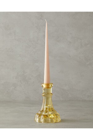 Crystal Glass Candlestick Amber - English Home