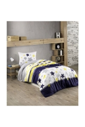Crystal Ranforce Einzelbettbezug-Set Passion Yellow Navy Blue BC101707 - Taç