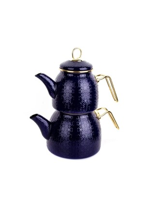 Crystal Selection Enamel Teapot Set Navy Blue Star 2,5lt Lock Lid Induction Compatible 1 Piece 55CYD014420 - Aryıldız