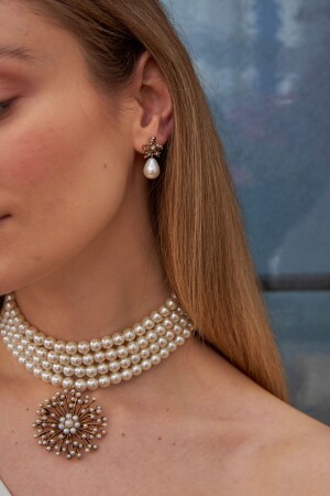 Crystal Stone Bow Majorca Pearl Earrings - Nocbu Brand