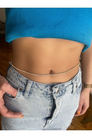 Crystal Stone Gold Color Adjustable Waterway Body Belly Waist Chain - Mingy