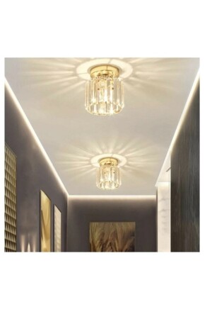 Crystal Stone Model Modern Single Plafonier Model Gold Chandelier - Lambadar