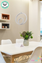 Crystal Taşlı Hol Antre Çocuk Odası Ledli Avize Gri Kasa 9557 CRYSTAL - Harnelli