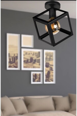 Cube Single Black Model Ceiling Modern Chandelier Kp1 - VEDA AVİZE