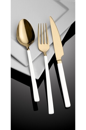 Çubuk Gold White Sedef 36 Piece Spoon Fork Knife Set istsg001 - Hira