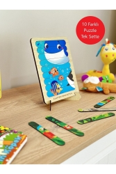 Cubuk Puzzle, Set of 10 Puzzle, Animal Puzzle, Montessorri Puzzle, Animal Puzzle, 10 Piece Puzzle CP - Karter İnovasyon