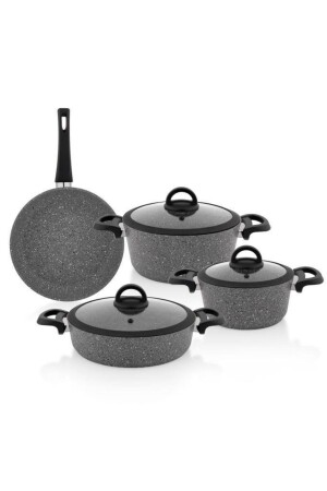 Cucina Feuerfestes, antihaftbeschichtetes Kochgeschirr-Set, 7-teilig, Grau, 1205011. 0021 - Schafer