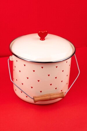 Emaille-Joghurt-/Hülsenfrüchte-Bakra-Maker mit Amor-Herz-Muster (20 cm – 3 Liter, kompatibel mit allen Stoppern) - Emaylab