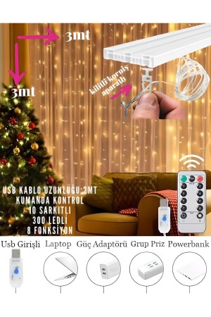 Curtain Led Lights Decoration USB Remote Control 8 Mode Light Chain 10 Fringes Lockable Cornice With Apparatus - Nextbuy
