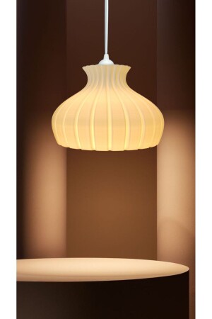 Curve White Chandelier Bedroom-Kitchen-Living Room Design Single Pendant Chandelier (PLASTIC) - Bambulamp