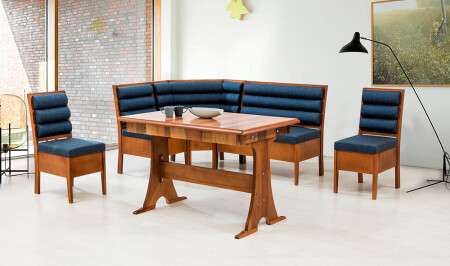 Curved Kitchen Corner Set - Navy Blue - Cadde Yıldız