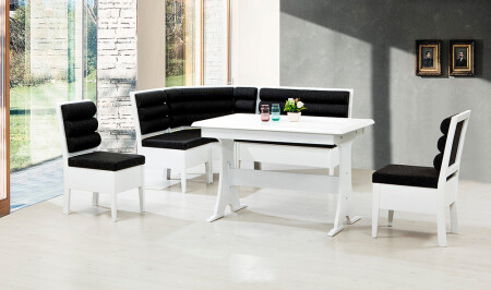Curved Kitchen Corner Set - White - Cadde Yıldız