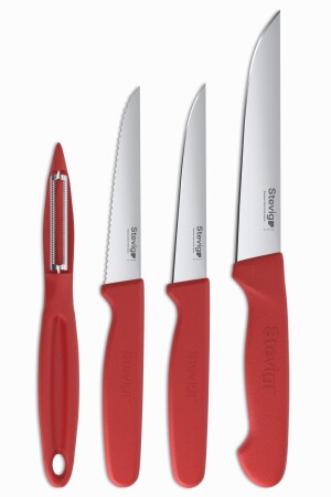 Cut 4 Fresh Vegetable Peeler and Knife Set 4 Pieces Red St-402 - Stevig