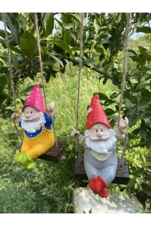 Cute 2-Piece Swinging Dwarf Garden Balcony Ornament - Genel Markalar