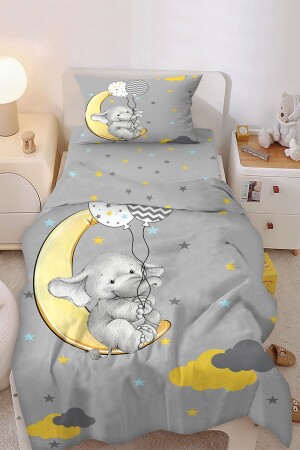 Cute Balloon Holding Elephant Patterned Single Baby Kids Bedding Set BD012-N - Bebişim Halı