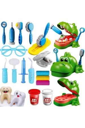 Cute Dentist Dino Play Dough Set + Dental Doctor Accessories Toy NJD8932 - SAZE
