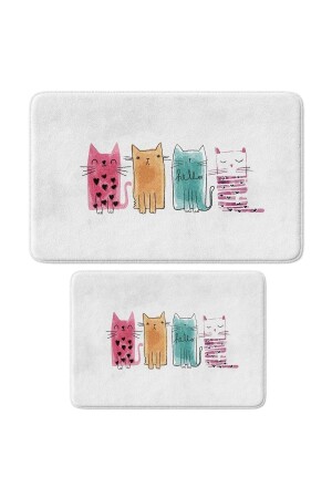 Cute Printed Bath Mat Set of 2 - Non-Slip Base, Machine Washable, 50x80cm And 40x60cm NC-TKMBP-V0H7 - Monnhein