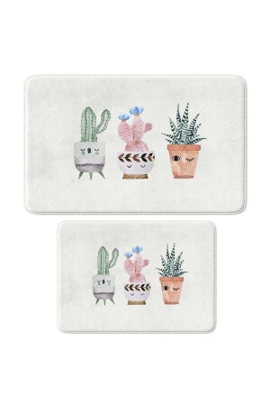 Cute Printed Bath Mat Set of 2 - Non-Slip Base, Machine Washable, 50x80cm And 40x60cm NC-TKMBP-V0H7 - Monnhein