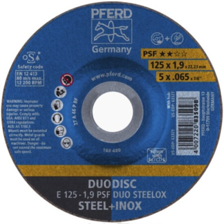 Cutting and grinding disc PFERD E125-1.9 A46 P PSF DUO Steelox - Pferd